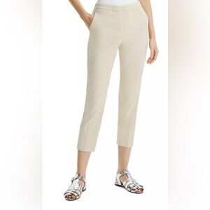 Theory Linen Pants Stretch Ivory Cream Cropped Sz 6 Preppy Pockets